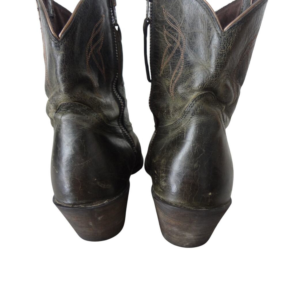 Ariat Darlin Olive Green Ankle Western Boot Women 11 Short Inside zip Distressed - Picture 4 of 8